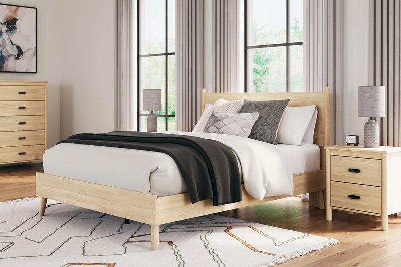 Cabinella Tan Queen Platform Panel Bed - Gate FurnitureQueen Bed