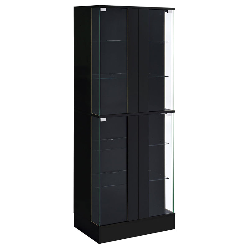 Cabra 4-door LED Curio Display Cabinet Black High Gloss - 950398