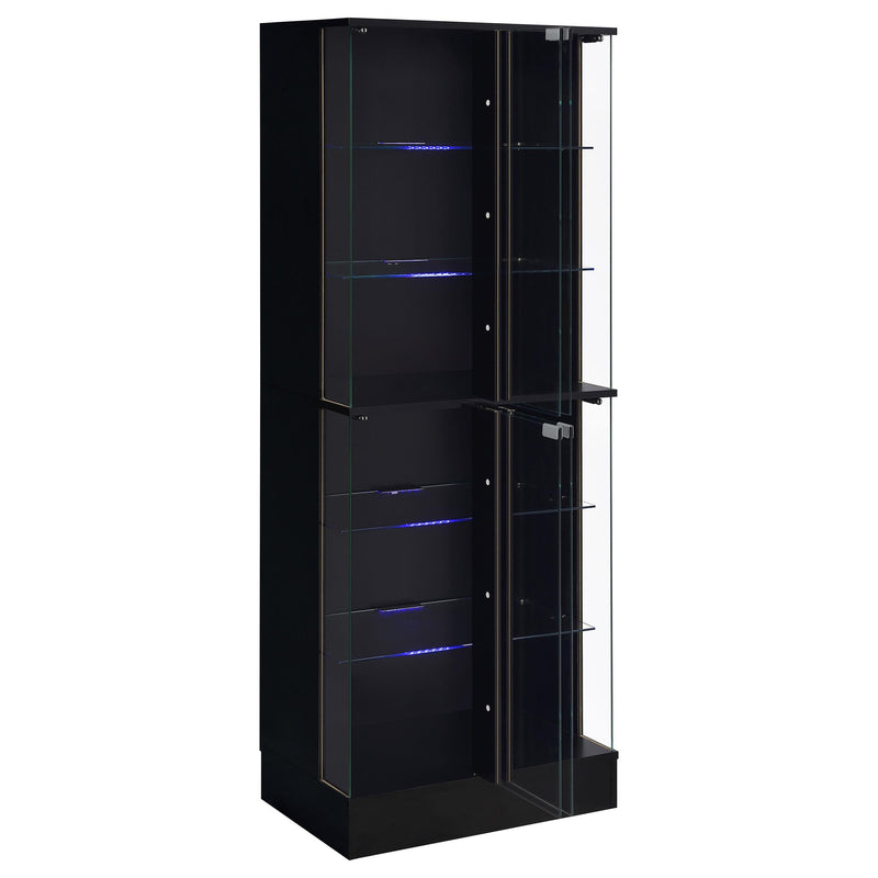 Cabra 4-door LED Curio Display Cabinet Black High Gloss - 950398