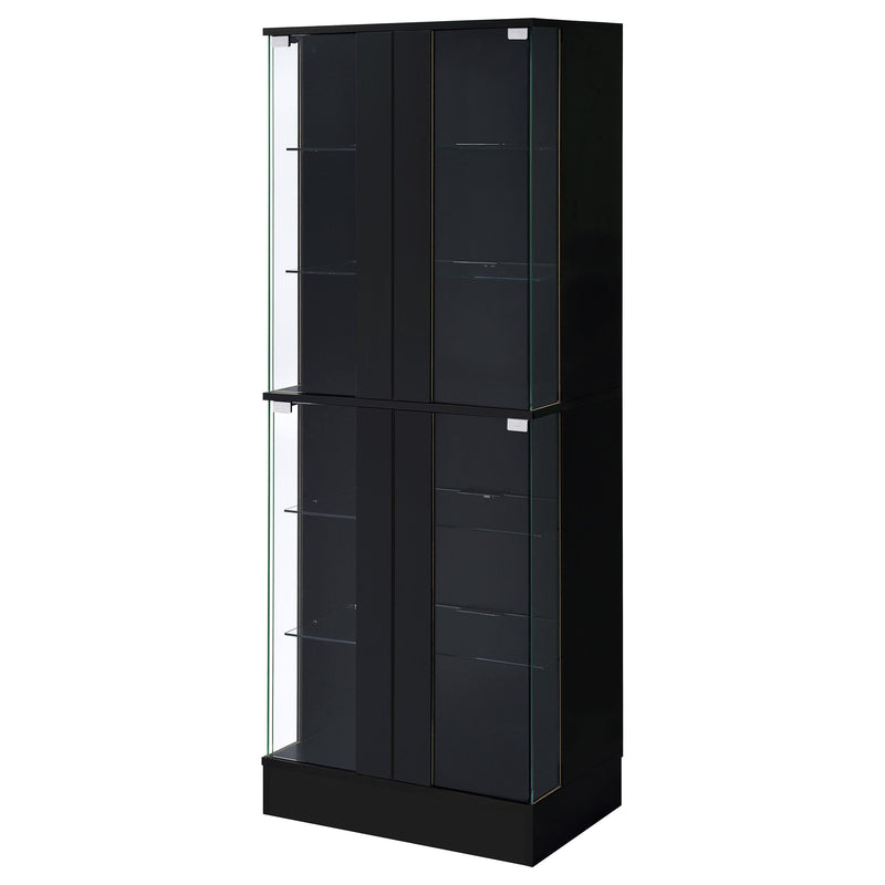 Cabra 4-door LED Curio Display Cabinet Black High Gloss - 950398