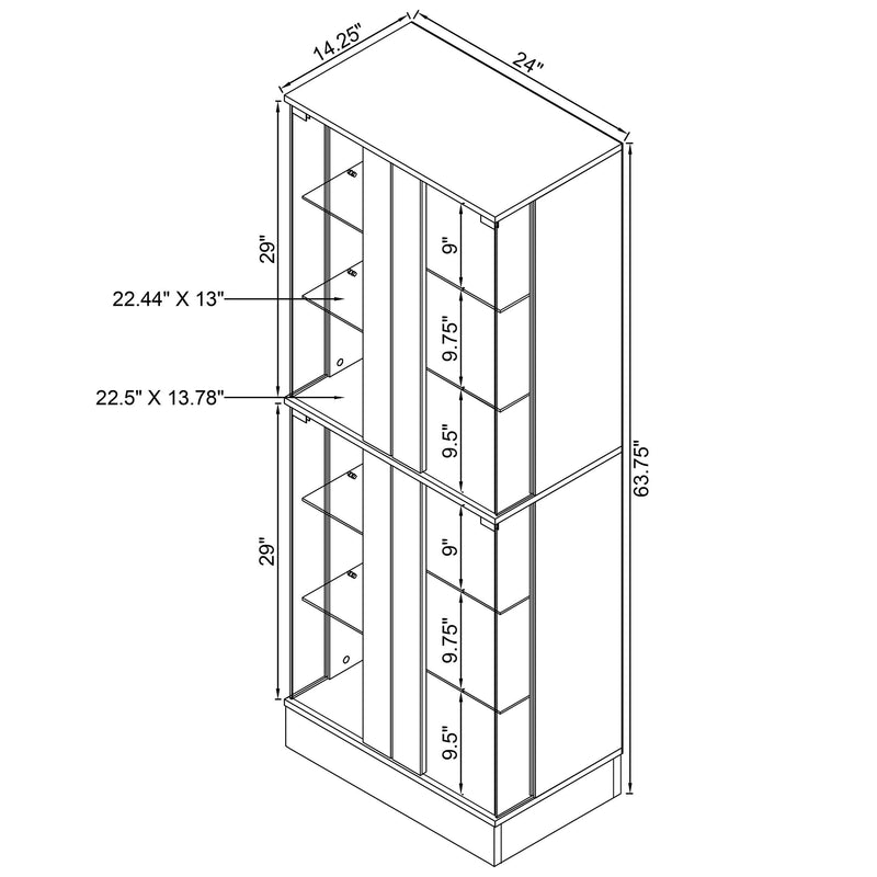 Cabra 4-door LED Curio Display Cabinet White High Gloss - 950397