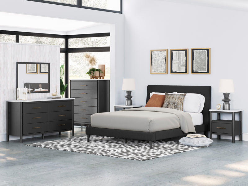 Cadmori Black Upholstered Panel Bedroom Set - Gate FurnitureBedroom Set