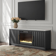 Cadmori Black/White 63" TV Stand with Electric Fireplace - W2616W1