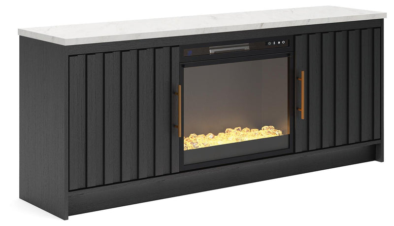 Cadmori Black/White 63" TV Stand with Electric Fireplace - W2616W1