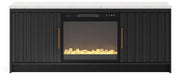 Cadmori Black/White 63" TV Stand with Electric Fireplace - W2616W1