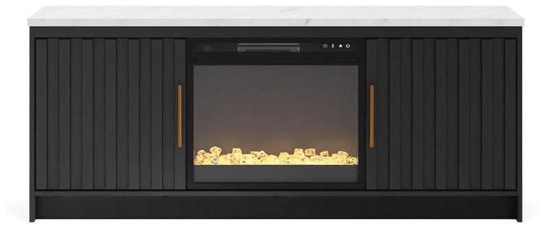Cadmori Black/White 63" TV Stand with Electric Fireplace - W2616W1
