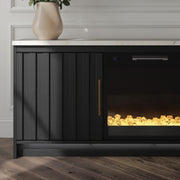 Cadmori Black/White 63" TV Stand with Electric Fireplace - W2616W1