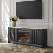 Cadmori Black/White 63" TV Stand with Electric Fireplace - W2616W2