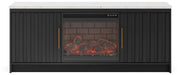 Cadmori Black/White 63" TV Stand with Electric Fireplace - W2616W2