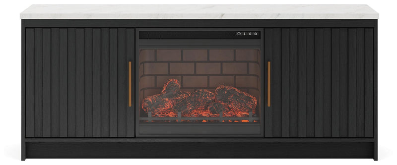 Cadmori Black/White 63" TV Stand with Electric Fireplace - W2616W2