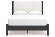 Cadmori Black/White Queen Upholstered Platform Bed - Gate FurnitureQueen Bed