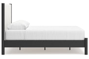 Cadmori Black/White Queen Upholstered Platform Bed - Gate FurnitureQueen Bed