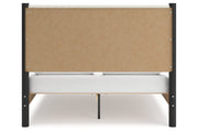 Cadmori Black/White Queen Upholstered Platform Bed - Gate FurnitureQueen Bed