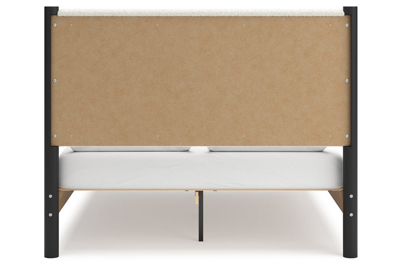 Cadmori Black/White Queen Upholstered Platform Bed - Gate FurnitureQueen Bed