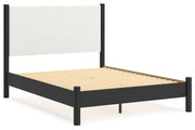 Cadmori Black/White Queen Upholstered Platform Bed - Gate FurnitureQueen Bed
