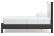 Cadmori Black/White Queen Upholstered Platform Bed - Gate FurnitureQueen Bed