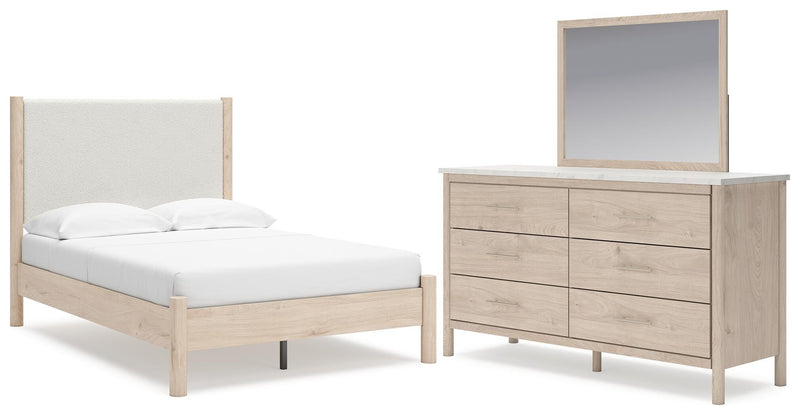 Cadmori Full Upholstered Panel Bed, Dresser and Mirror - B2615B9