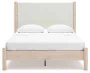 Cadmori Queen Upholstered Panel Bed with 2 Nightstands in Two-tone from Ashley - Luna Furniture