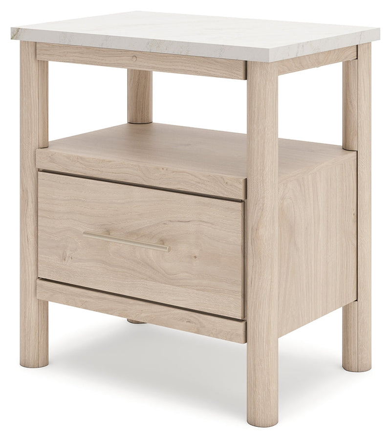 Cadmori Queen Upholstered Panel Bed with 2 Nightstands in Two-tone from Ashley - Luna Furniture
