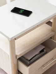 Cadmori Queen Upholstered Panel Bed with 2 Nightstands in Two-tone from Ashley - Luna Furniture