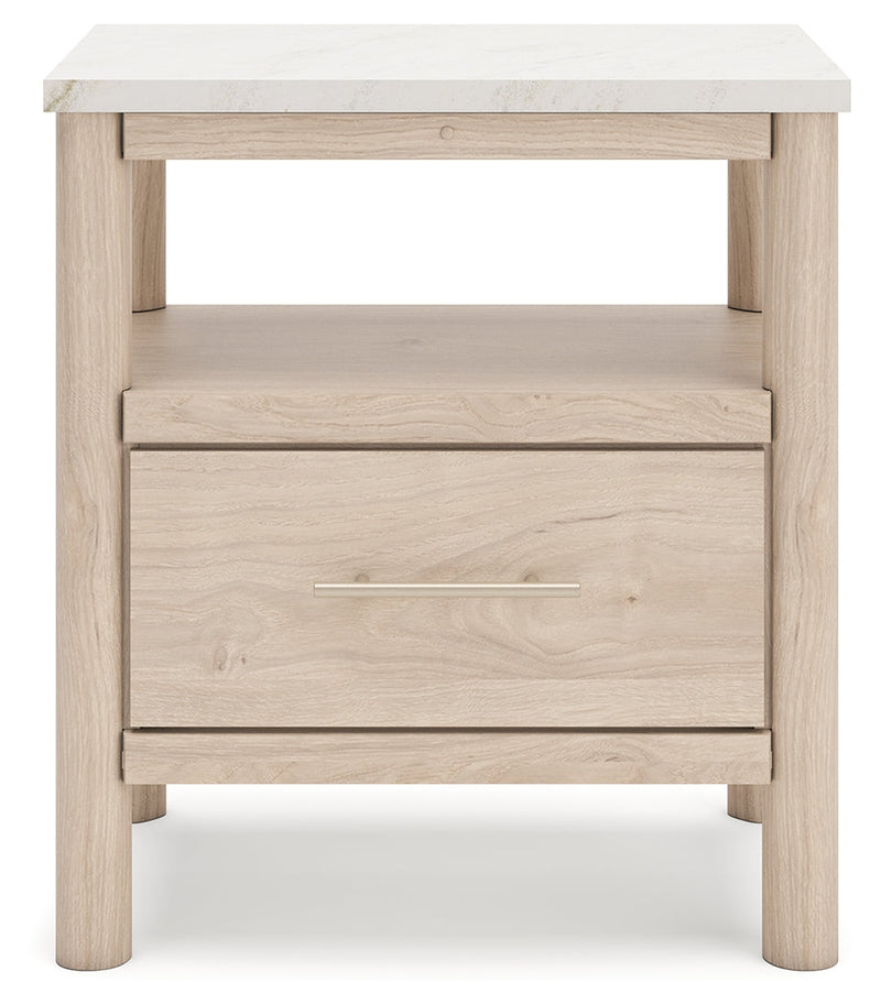 Cadmori Queen Upholstered Panel Bed with 2 Nightstands in Two-tone from Ashley - Luna Furniture