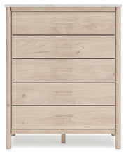 Cadmori Queen Upholstered Panel Bed with Mirrored Dresser and Chest in Two-tone from Ashley - Luna Furniture