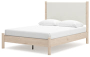 Cadmori Queen Upholstered Panel Bed with Mirrored Dresser in Two-tone - PKG018757