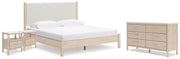 Cadmori Tan King Panel Bed, Dresser and 2 Nightstands - B2615B24