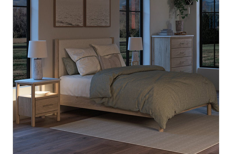 Cadmori Two - tone Queen Upholstered Platform Bed - Gate FurnitureQueen Bed