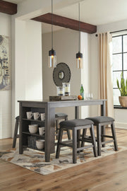 Caitbrook Gray 5 - Piece Counter Height Set w/ Stools - Gate FurnitureCounter Height Set