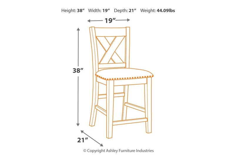 Caitbrook Gray Counter Height Upholstered Bar Stool (Set of 2) - Gate FurnitureBarstool