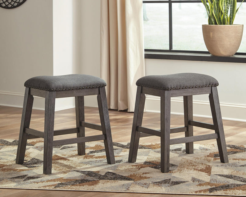 Caitbrook Gray Counter Height Upholstered Bar Stool (Set of 2) - D388-024X2