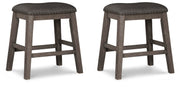 Caitbrook Gray Counter Height Upholstered Bar Stool (Set of 2) - D388-024X2