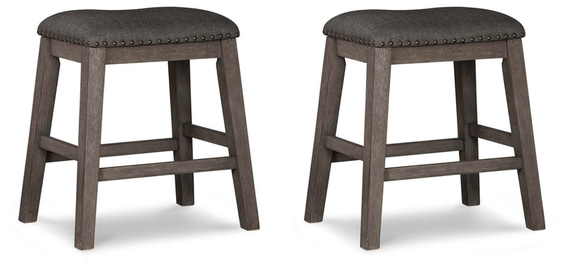 Caitbrook Gray Counter Height Upholstered Bar Stool (Set of 2) - D388-024X2