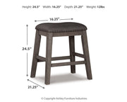 Caitbrook Gray Counter Height Upholstered Bar Stool (Set of 2) - D388-024X2