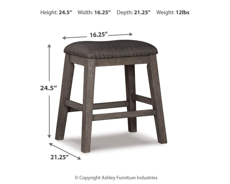 Caitbrook Gray Counter Height Upholstered Bar Stool (Set of 2) - D388-024X2