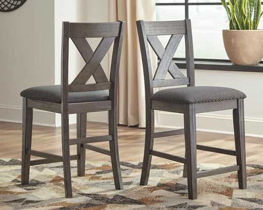 Caitbrook Gray Counter Height Upholstered Bar Stool (Set of 2) - D388-124X2