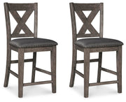 Caitbrook Gray Counter Height Upholstered Bar Stool (Set of 2) - D388-124X2