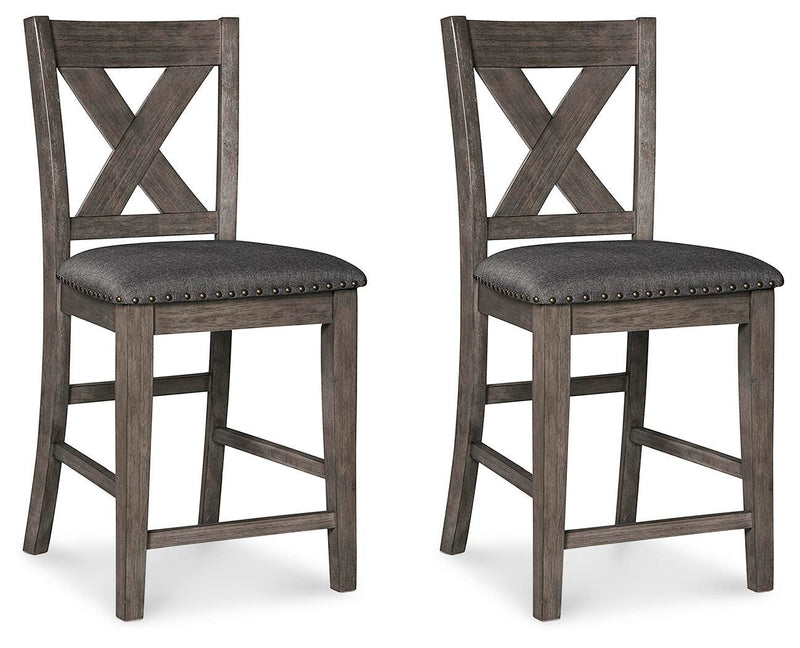 Caitbrook Gray Counter Height Upholstered Bar Stool (Set of 2) - D388-124X2