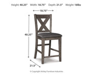 Caitbrook Gray Counter Height Upholstered Bar Stool (Set of 2) - D388-124X2