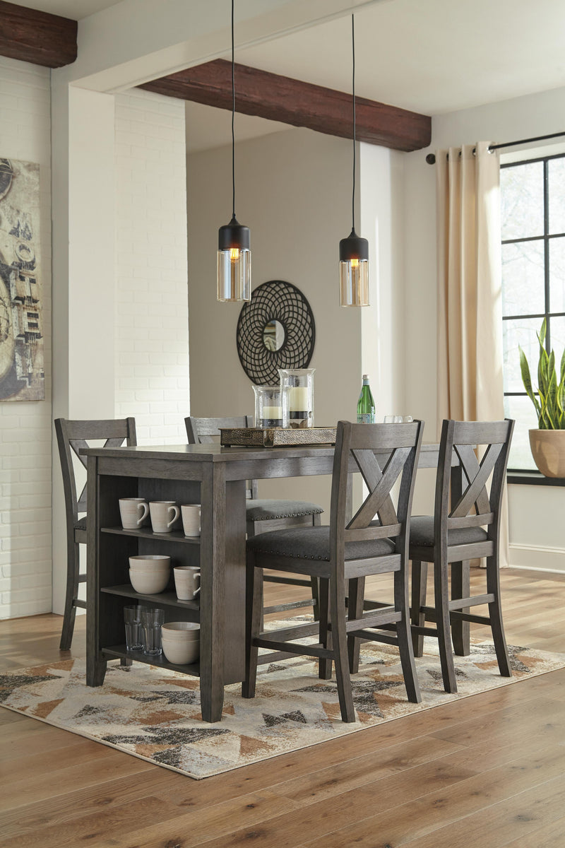 Caitbrook Gray Counter Height Upholstered Bar Stool (Set of 2) - D388-124X2