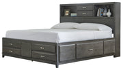 Caitbrook Gray King Bookcase Storage Bed - Gate FurnitureKing Bed