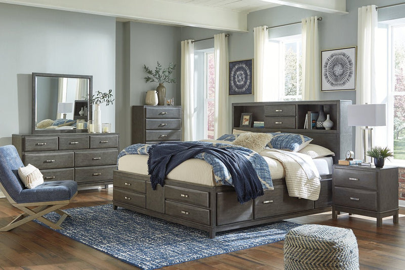 Caitbrook Gray King Storage Bed with 8 Drawers - Gate FurnitureKing Bed
