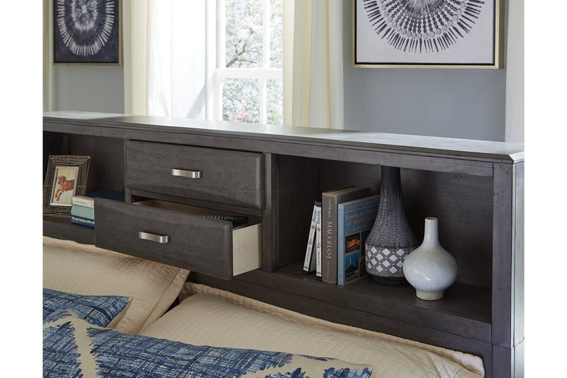 Caitbrook Gray King Storage Bed with 8 Drawers - Gate FurnitureKing Bed