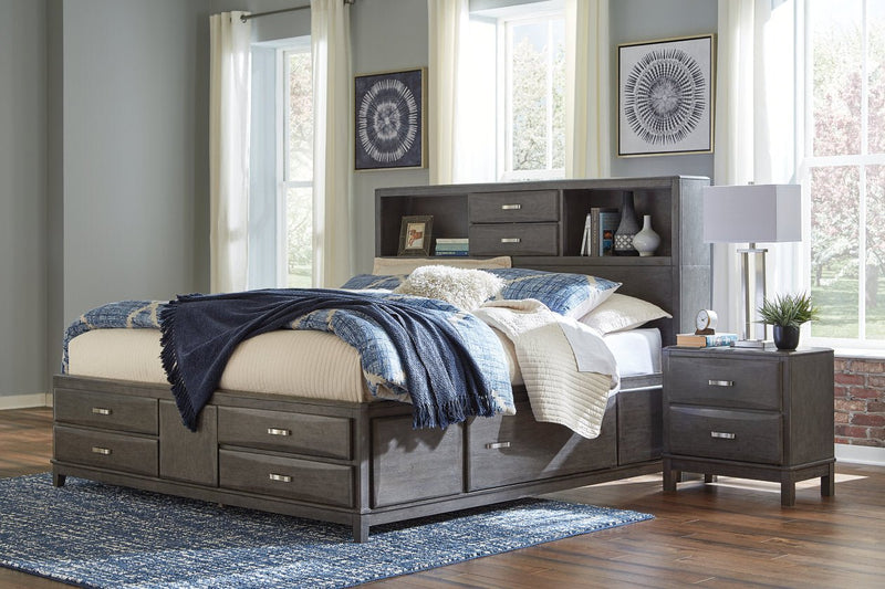 Caitbrook Gray Queen Storage Bed with 8 Drawers - Gate FurnitureQueen Bed