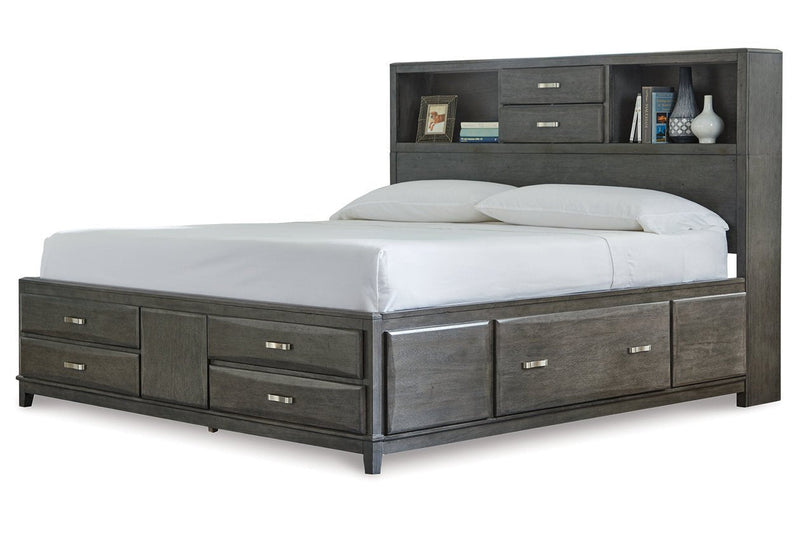 Caitbrook Gray Queen Storage Bed with 8 Drawers - Gate FurnitureQueen Bed