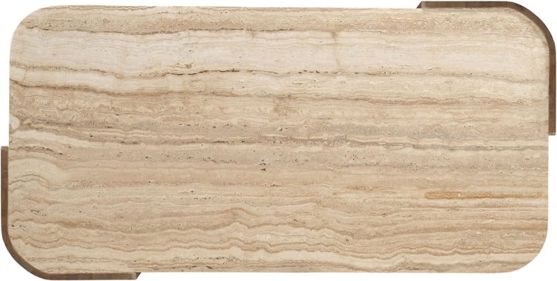 Calabria Genuine Marble And Oak Wood Coffee Table in Brown - 77045Brown-CT