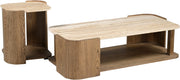 Calabria Genuine Marble And Oak Wood Coffee Table in Brown - 77045Brown-CT