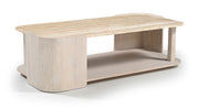 Calabria Genuine Marble And Oak Wood Coffee Table in Cream - 77045Cream-CT
