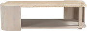 Calabria Genuine Marble And Oak Wood Coffee Table in Cream - 77045Cream-CT